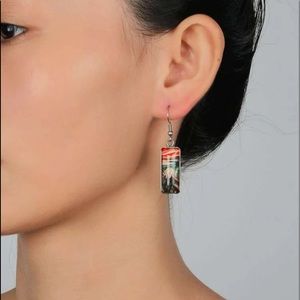 Art silver dangle earrings